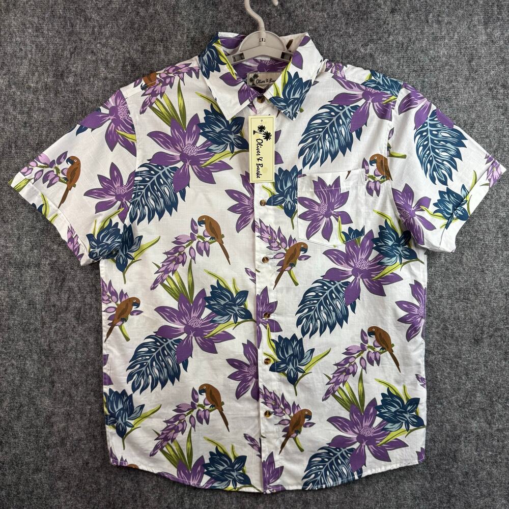 Oliver & Burke Men's Tropical Floral Button Down Shirt Size Large